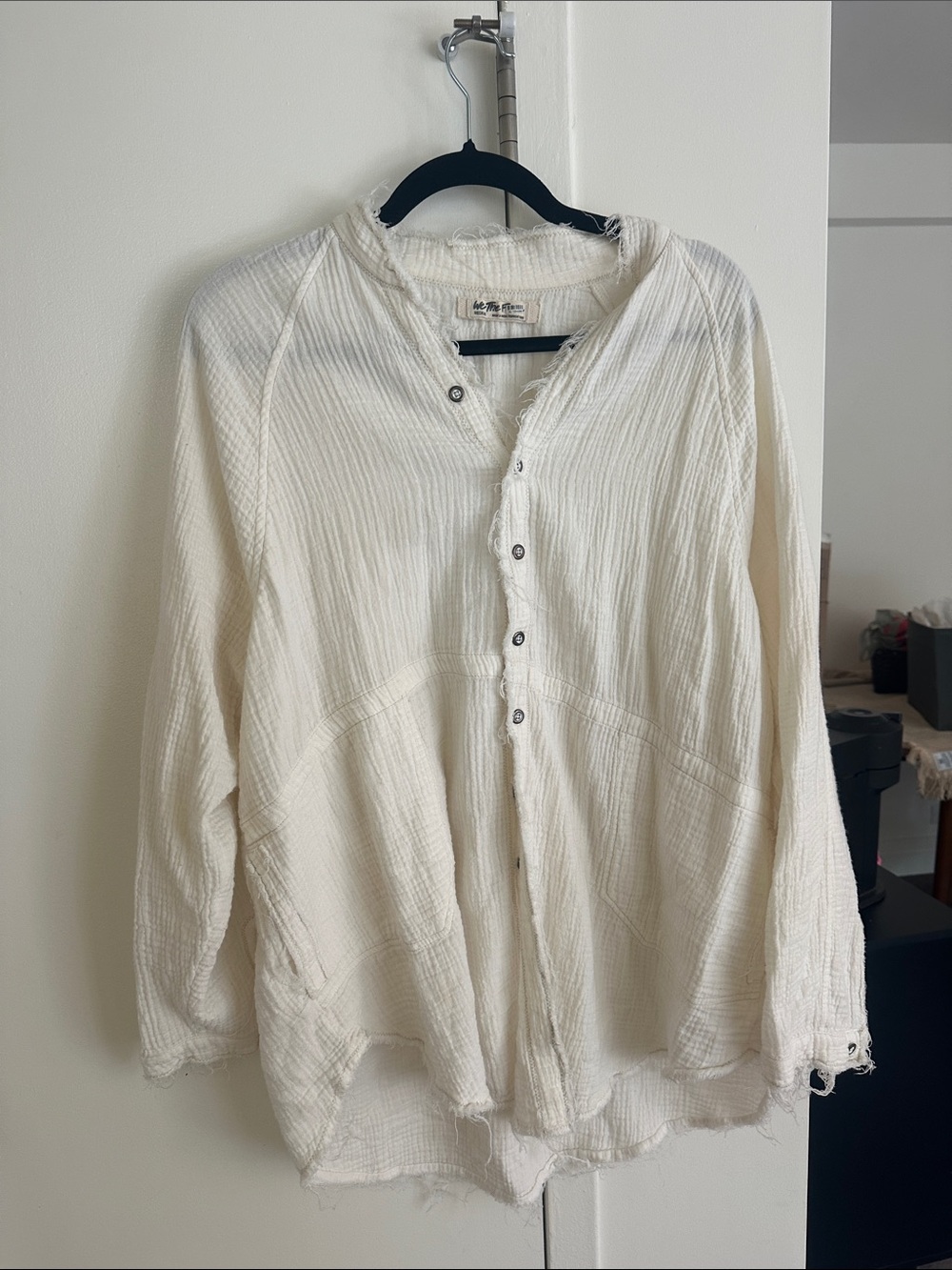 Lightweight Cream Button-Front Women's blouse